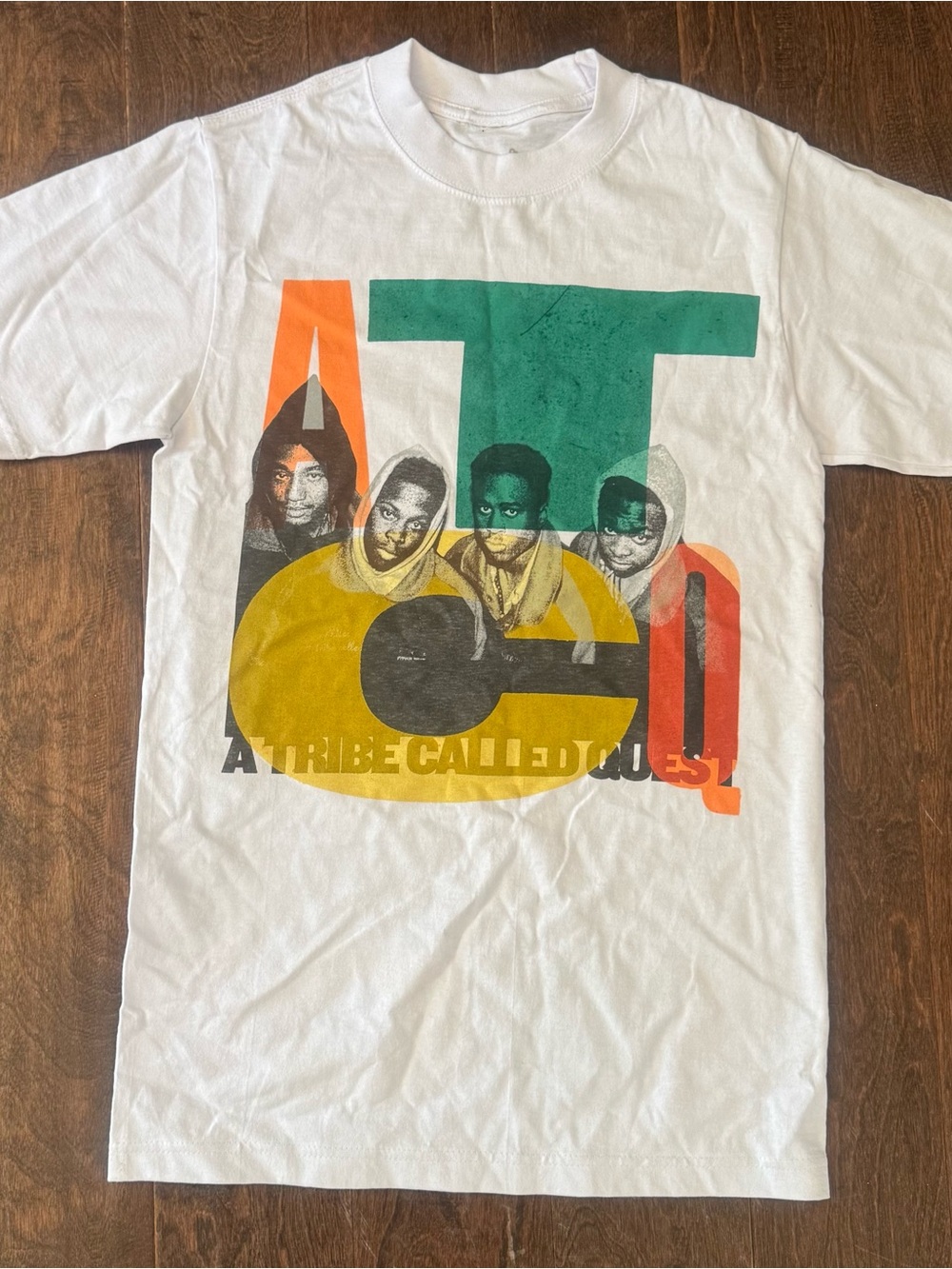 & Other Stories White Graphic Tee with Green, Yellow, Orange, Red Accents